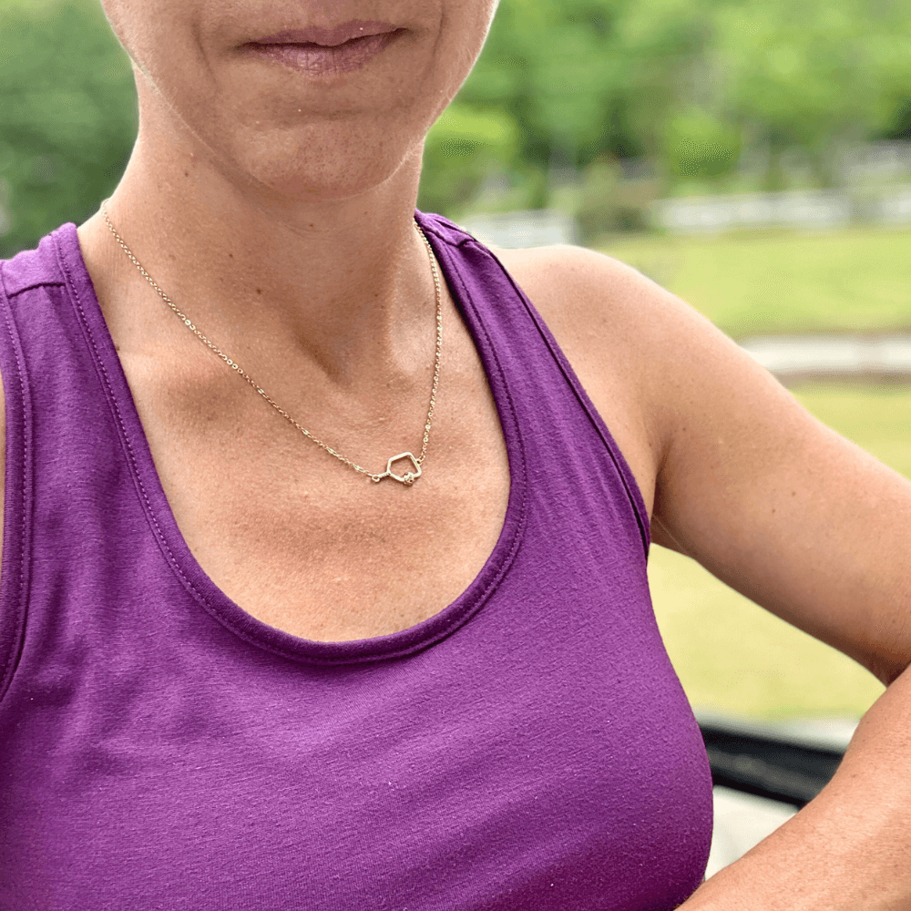 Pickleball Open Paddle Necklace Gold USA Made Born to Rally