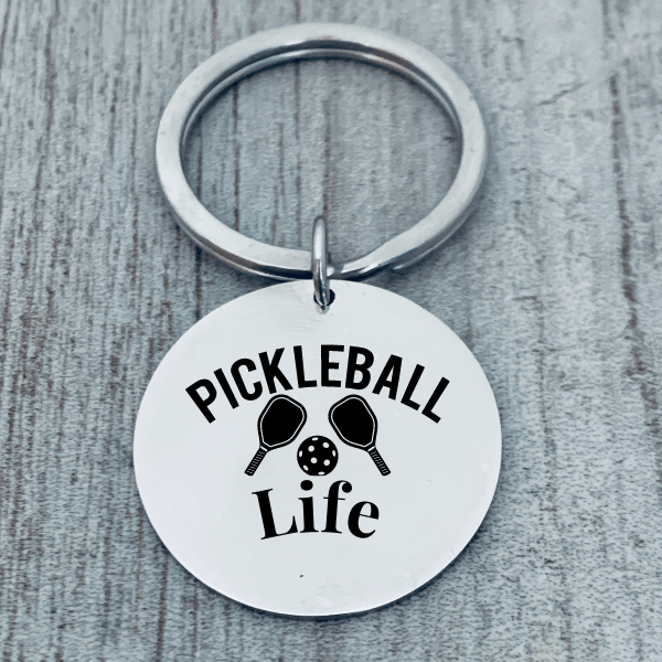 Round Pickleball Life Keychain