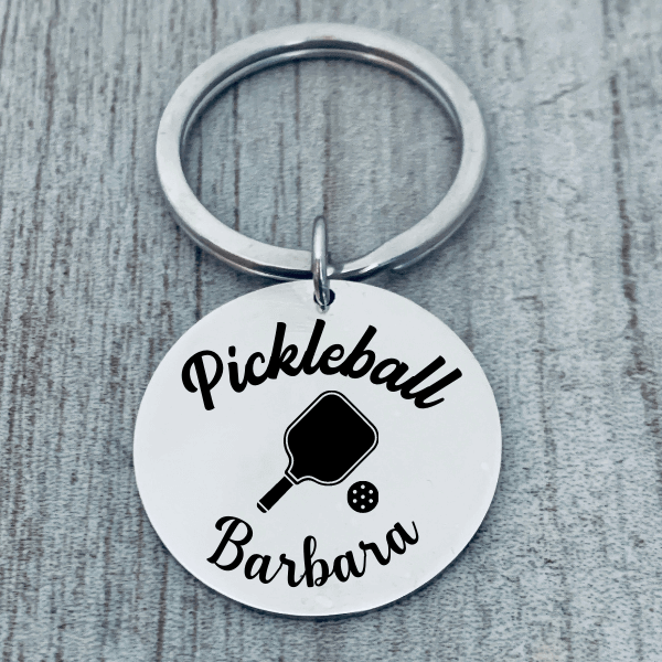 Personalized Pickleball Round Keychain