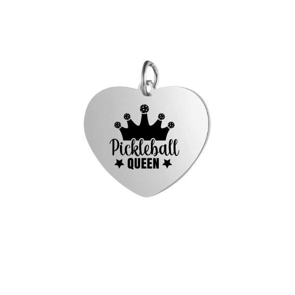 Queen of Pickleball Heart Charm