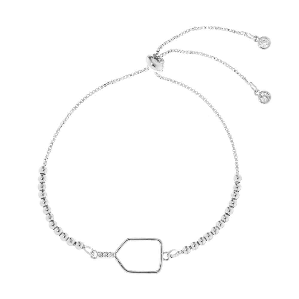 Beaded Pickleball Paddle Bracelet - Silver