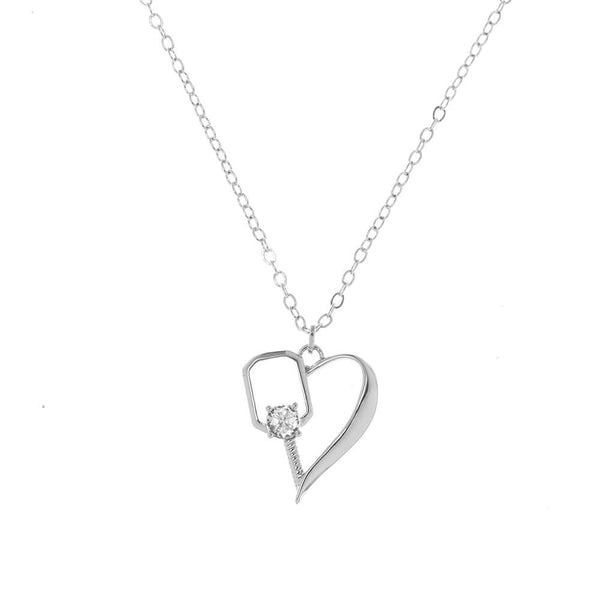 Heart of the Court Pickleball Necklace - Silver