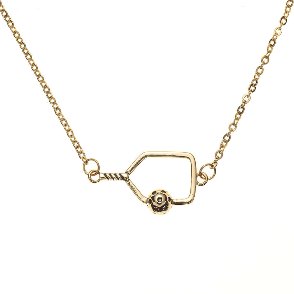 Pickleball Passion Pendant Necklace - Gold
