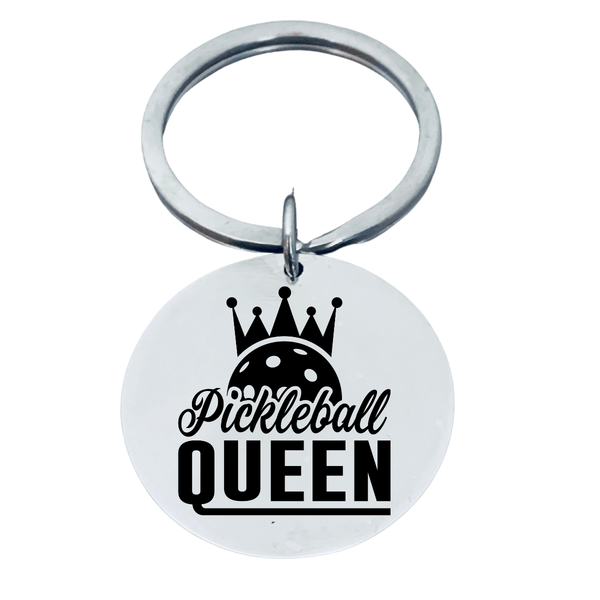 Round Pickleball Queen Keychain