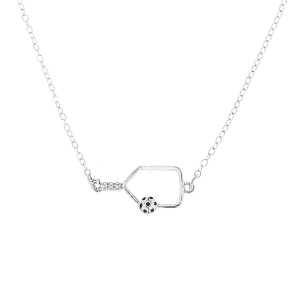 Rally Queen Pickleball Necklace - Silver