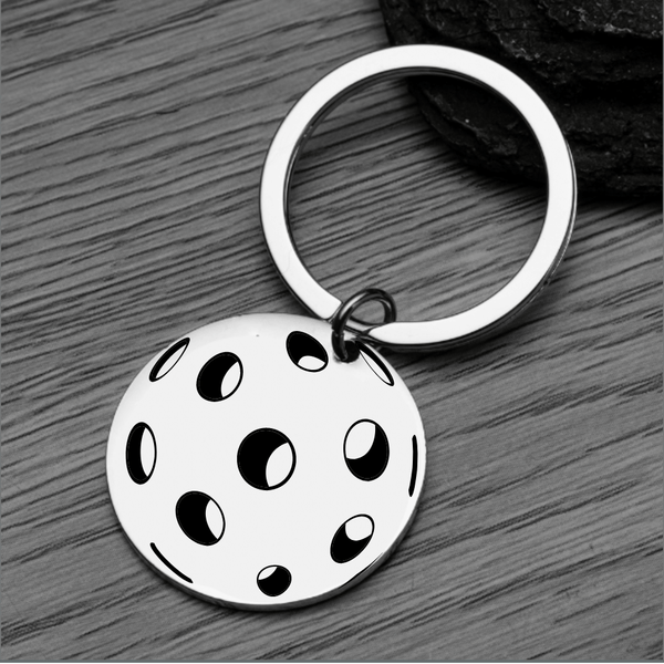 Silver Pickleball Ball Keychain