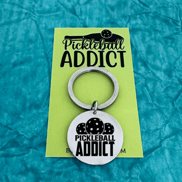 Pickleball Addict Round Keychain