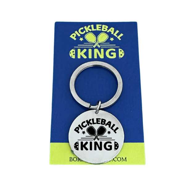 Pickleball King Round Keychain