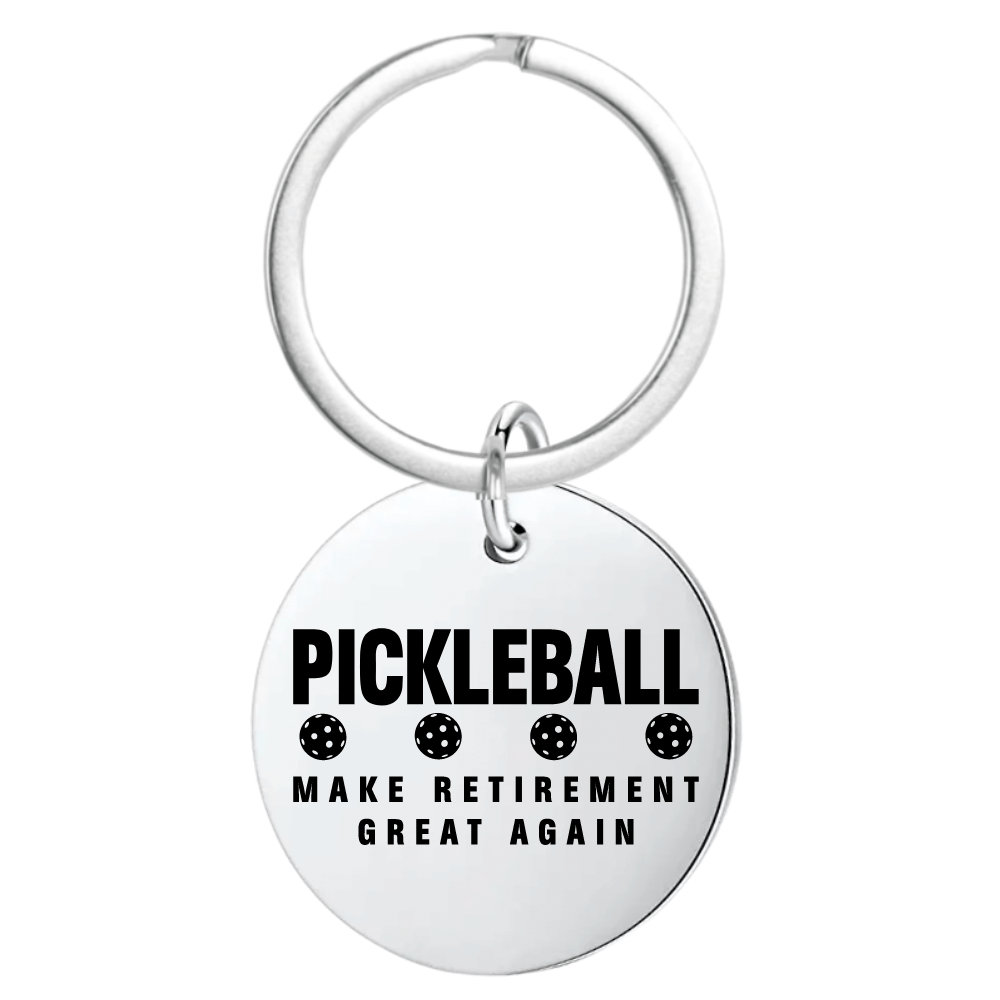 Round Pickleball Keychain - Make Retirement Great Again