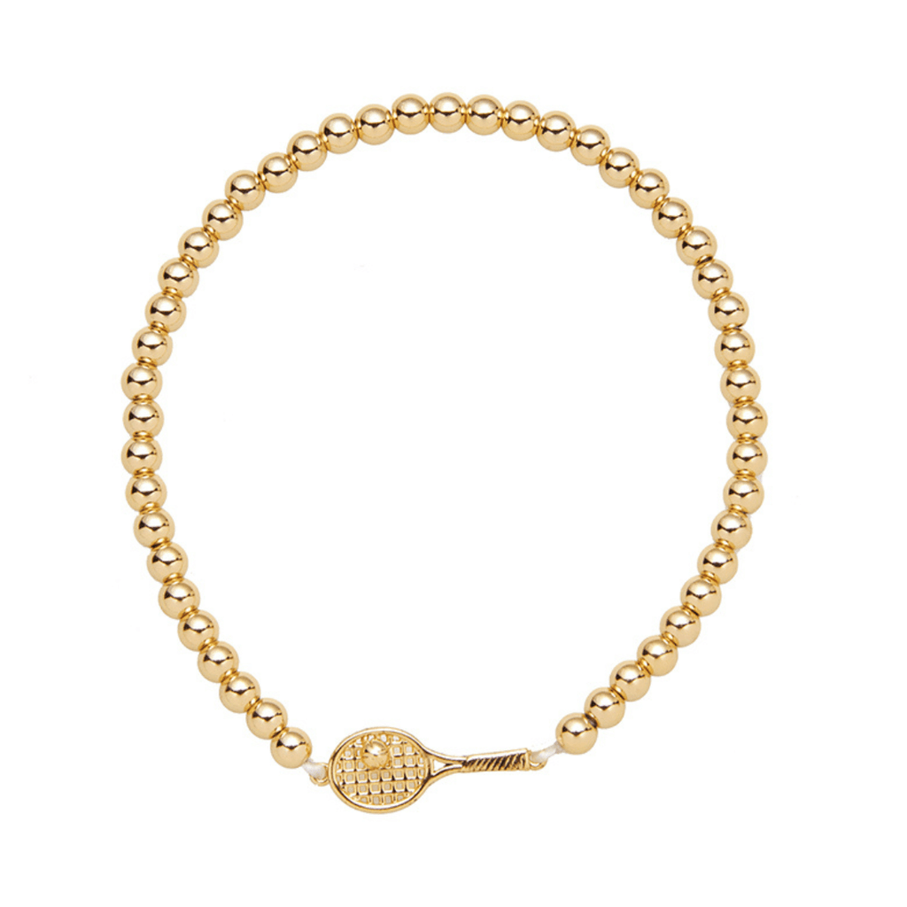 Beaded Tennis Racket Bracelet - Gold